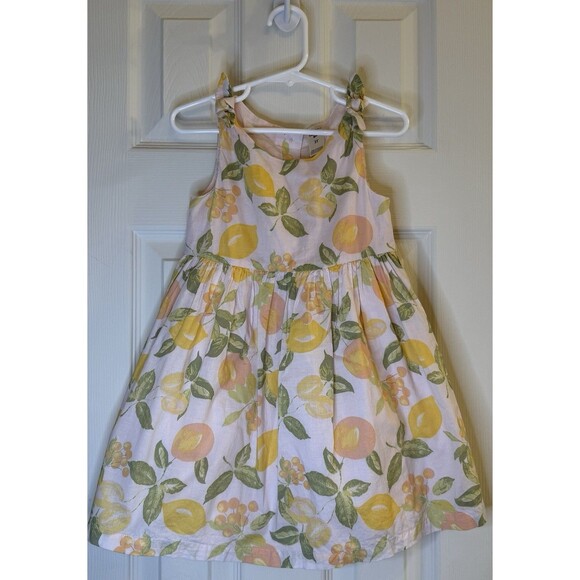OshKosh B’gosh Girls 3T Dress Citrus Lemon Orange Print Sleeveless Cotton Lined - Picture 1 of 4